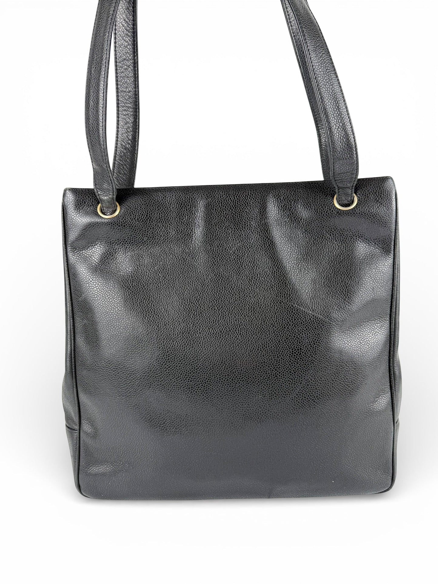 Vintage 1994 Chanel CC Black Caviar Leather Tote Bag | O/S, Multicoloured