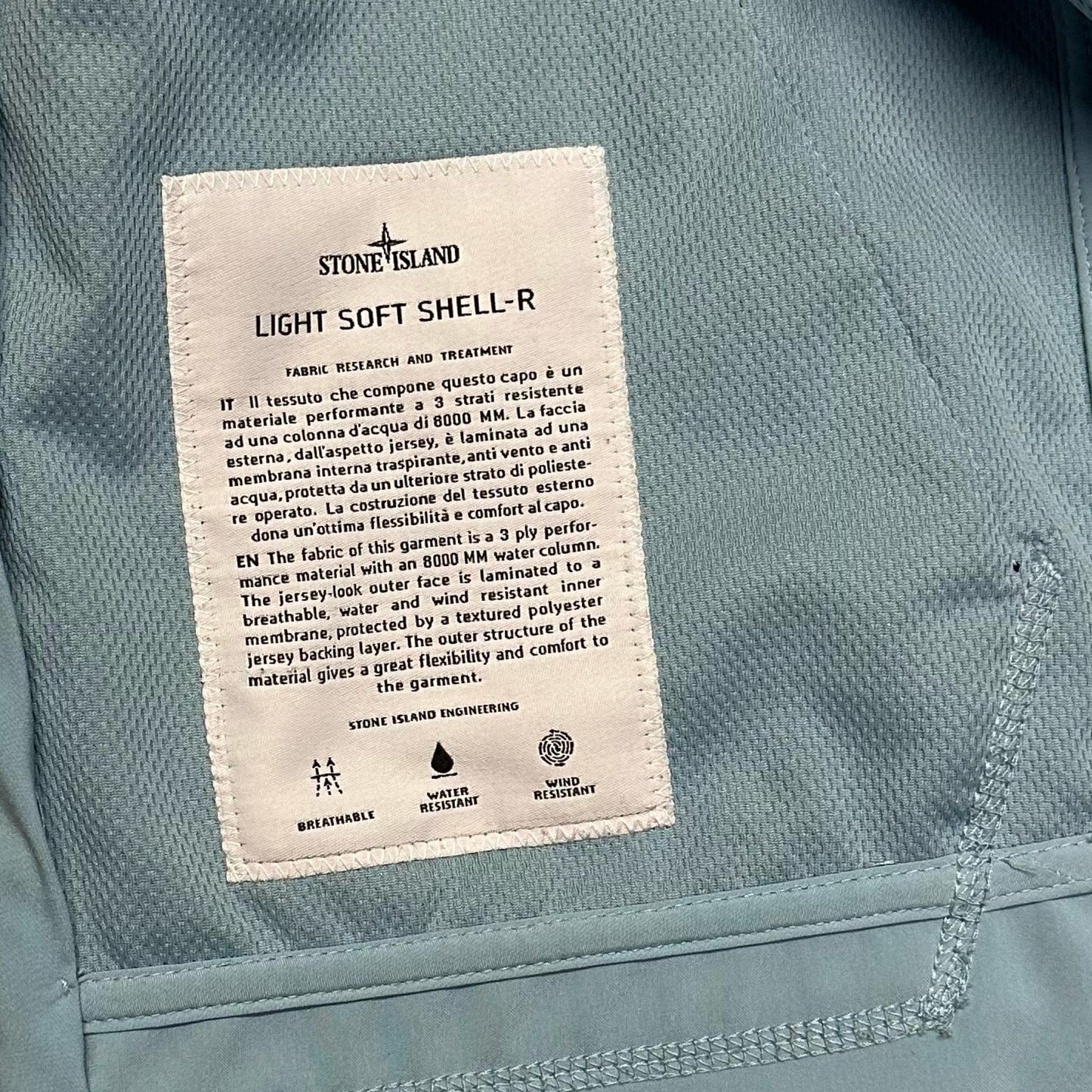 Stone Island Soft Shell Jacket In Baby Blue ( L )