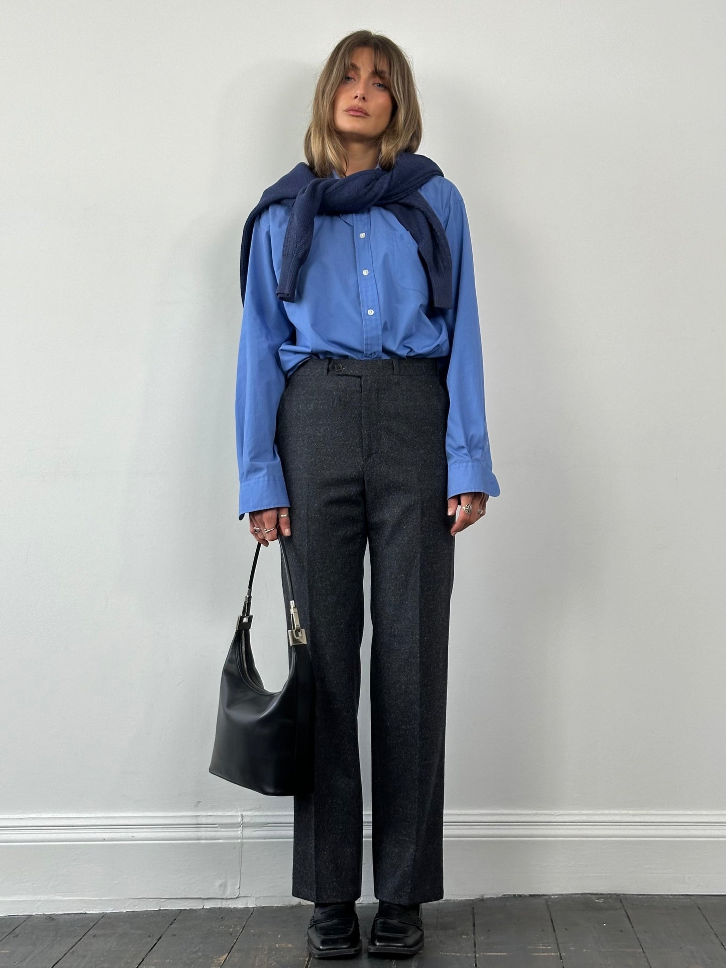 Italian Vintage Brushed Wool Cashmere Tailored Trousers - W28