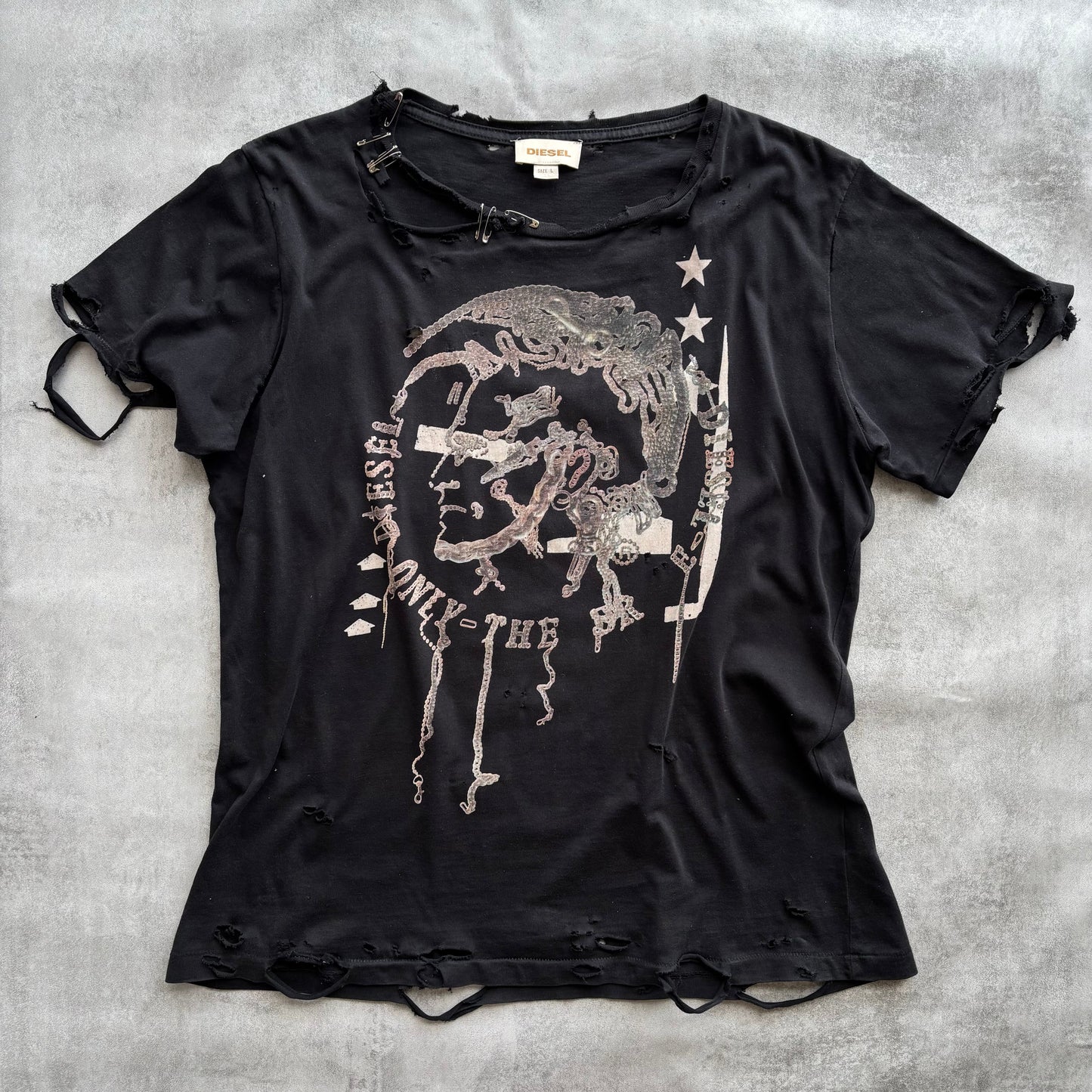 DIESEL DISTRESSED T-SHIRT | O/S, Red