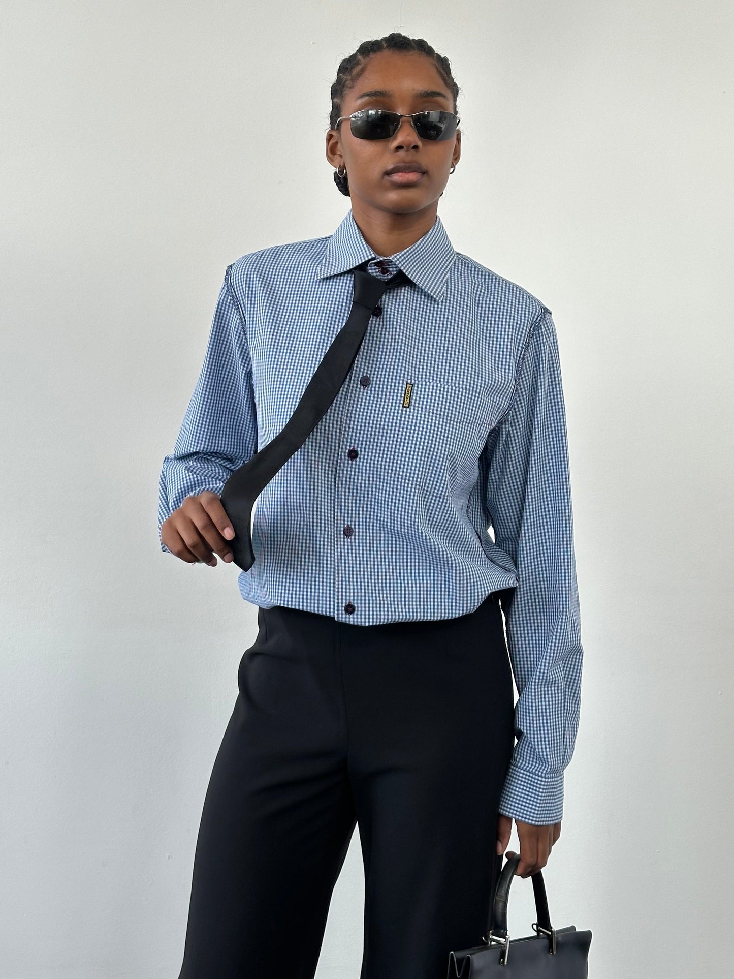 Armani Jeans 2000s Pure Cotton Gingham Reverse Stitch Shirt - M