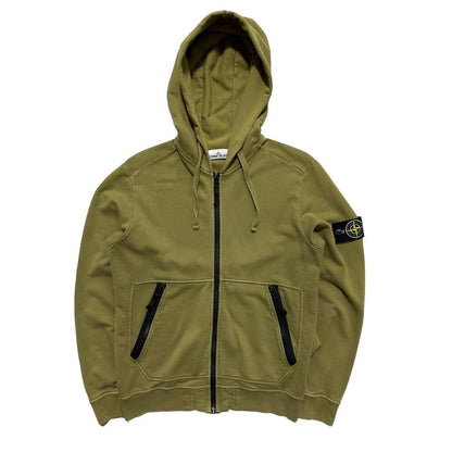 Stone Island Zip Up Green Hoodie