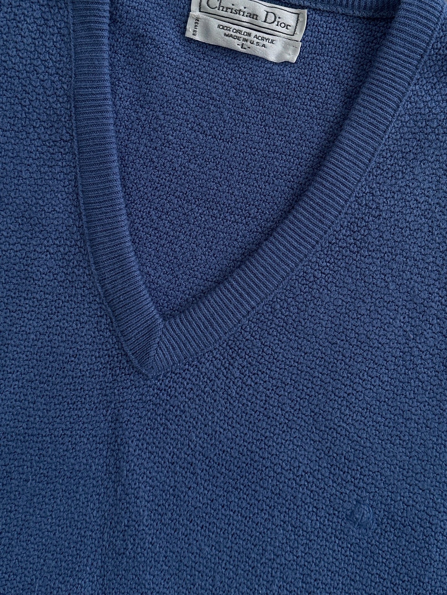 Christian Dior 1980s V Neck Knitted Logo Jumper - L