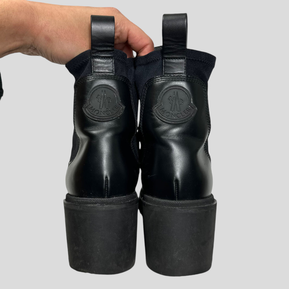 Moncler Vera Leather Chelsea Ankle Boot - UK8 | Black