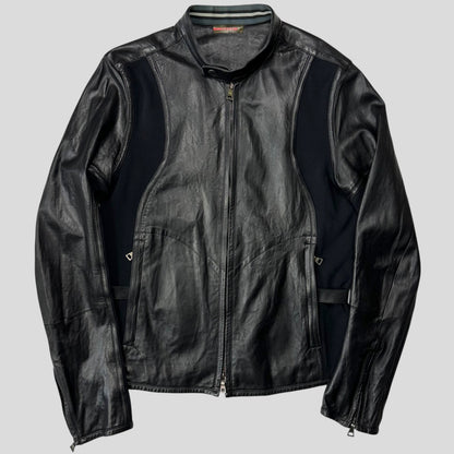 Prada Sport SS00 Leather Biker Curved Panelled Moto Jacket - IT48 (S)