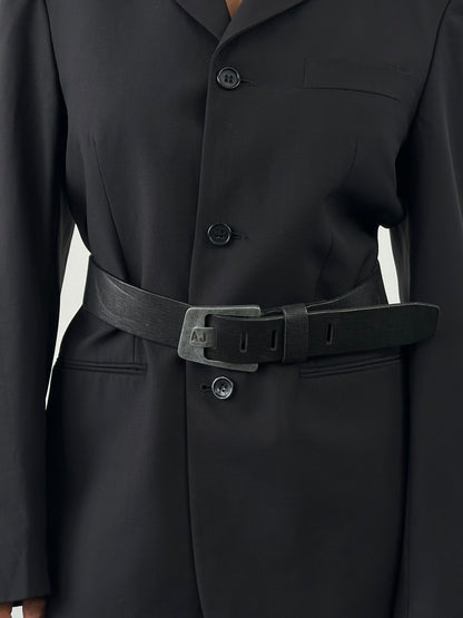 Armani Jeans 2000s Leather Logo Buckle Belt - W30-34