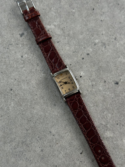 Emporio Armani 1990s Stainless Steel Leather Watch