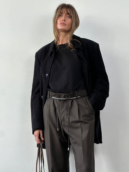 Italian Vintage Pure Wool Mid Rise Tailored Trousers - W34