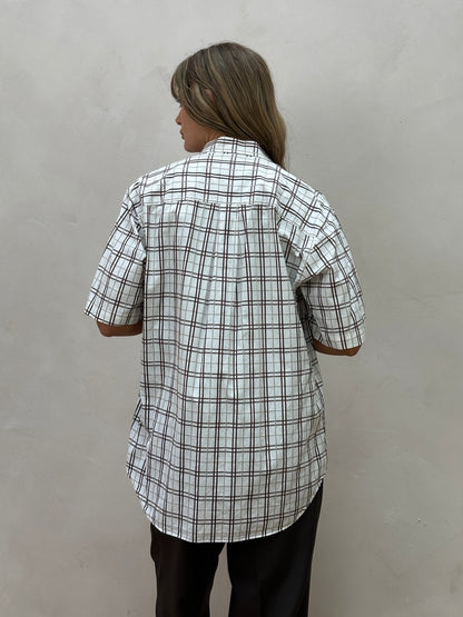 Burberry Check Cotton Logo Short Sleeve Shirt - L
