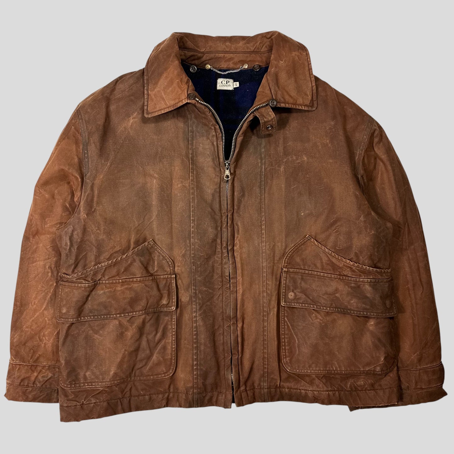 CP Company 1994 Waxed Heavy Cotton Flannel Lined Work Jacket - IT48 (L/XL) | Default Title, Blue