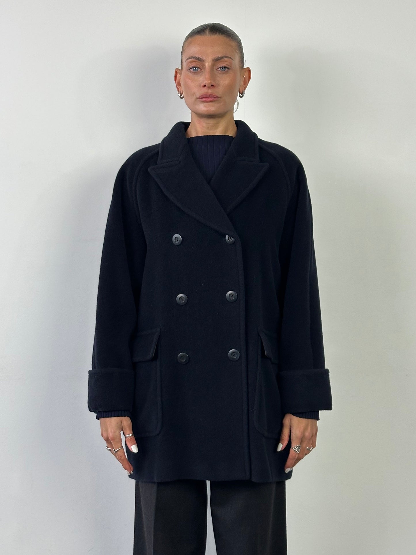 Marella Virgin Wool Cashmere Double Breasted Coat - L