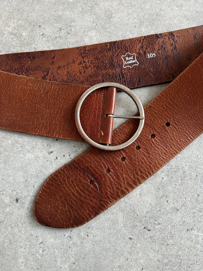 Vintage 1990s Round Leather Chunky Belt - W38-42