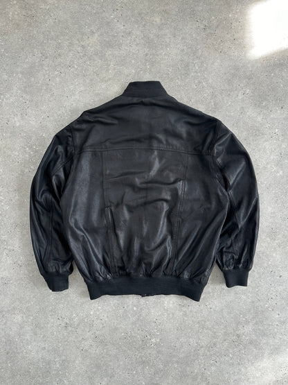 Italian Vintage 1990s Leather Nubuck Bomber Jacket - M/L