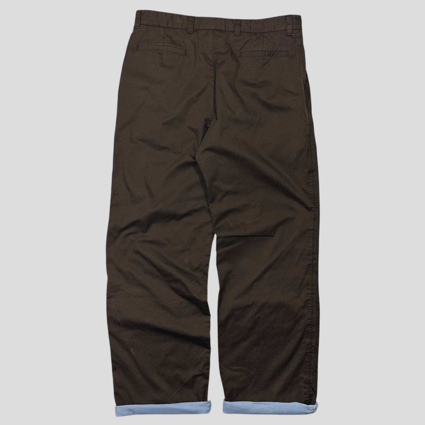 Prada AW00 Brown & Baby Blue Waxed Cotton Trousers - IT52 (34)