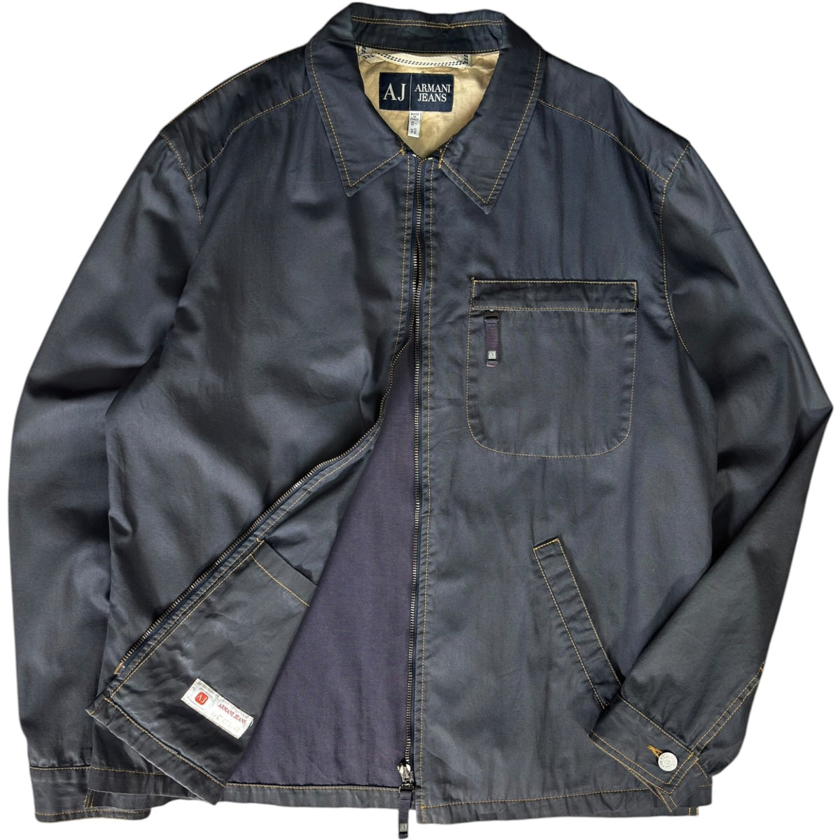 Armani Jeans 00’s Contrast Stitch Cropped Jacket L | Large, Black