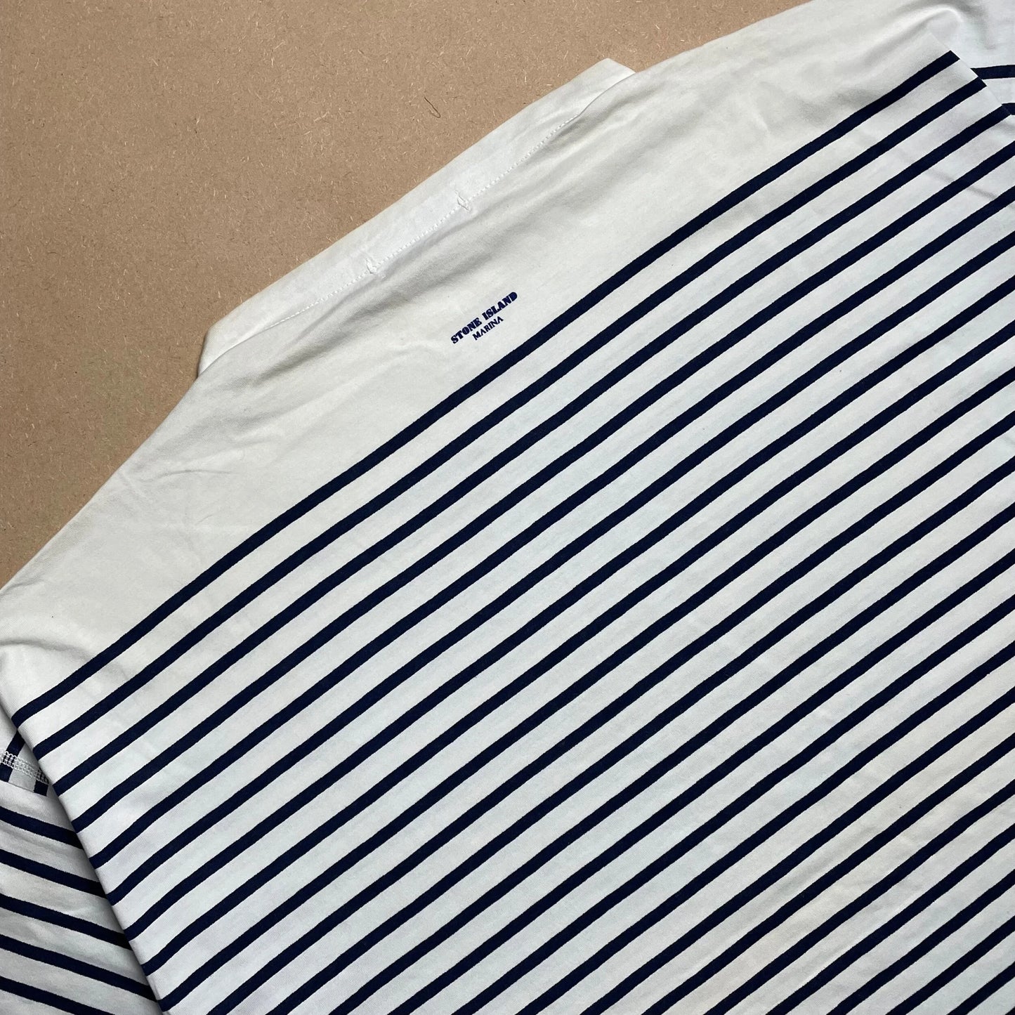 S/S 1989 Denim Blue Striped ICE JACKET Marina Spell Out T-shirt