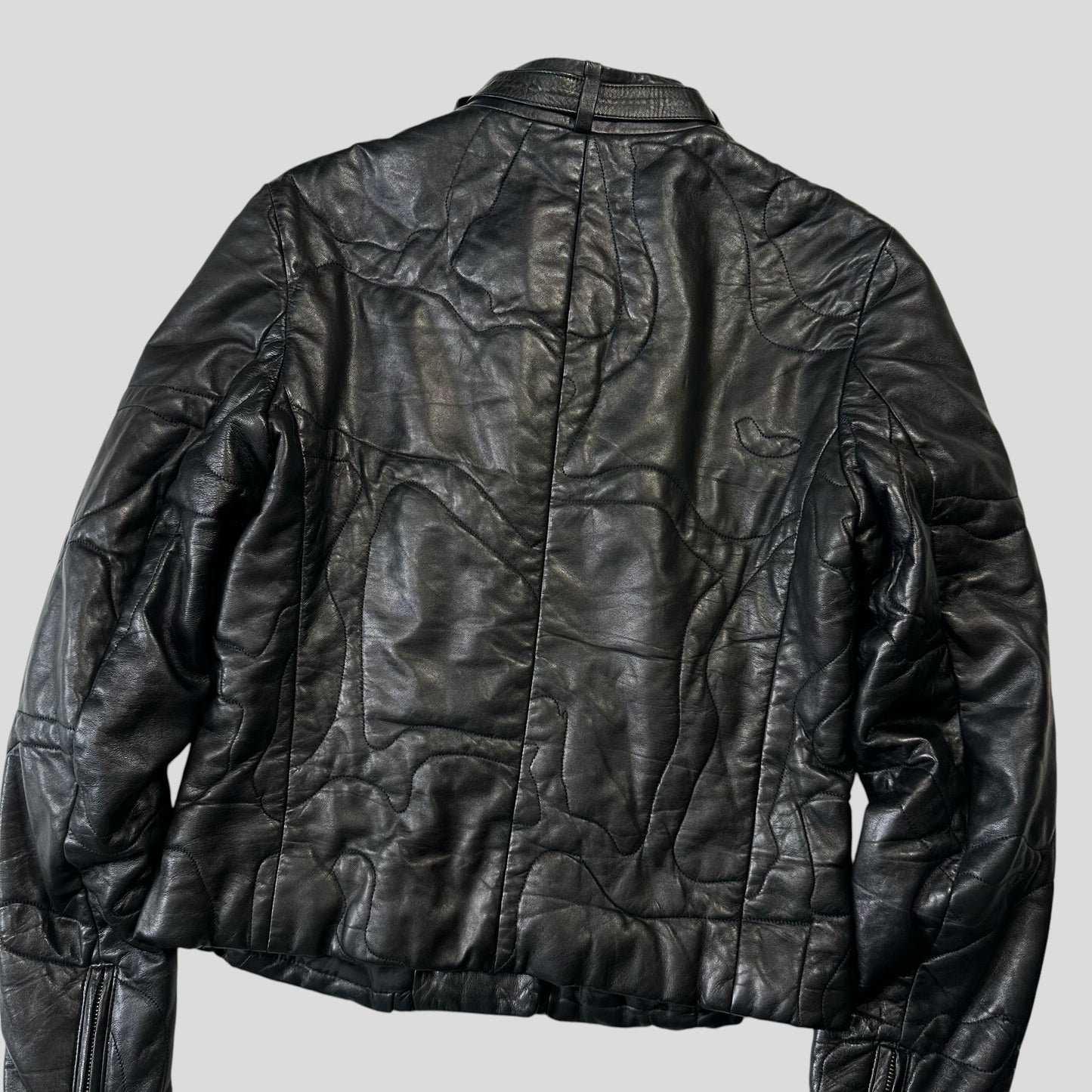 Gianni Versace 1997 Leather Puzzle Camo Biker Jacket - S | Default Title, Multicoloured