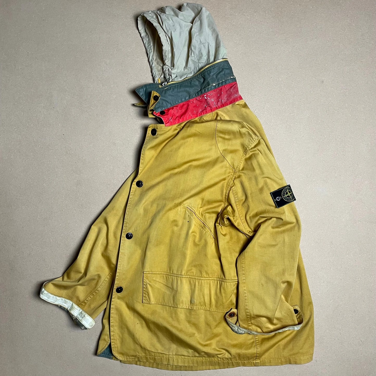 S/S 1990 Gold Yellow Hidden Reflective Collar Raso Gommato Safety Jacket