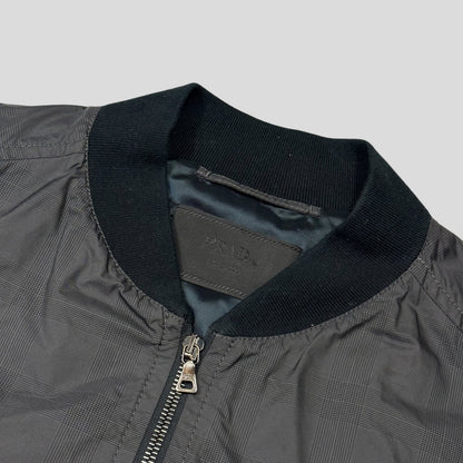 Prada Milano 2010 Shadow Plaid Nylon Bomber Jacket - IT54 (L) | Default Title, Grey