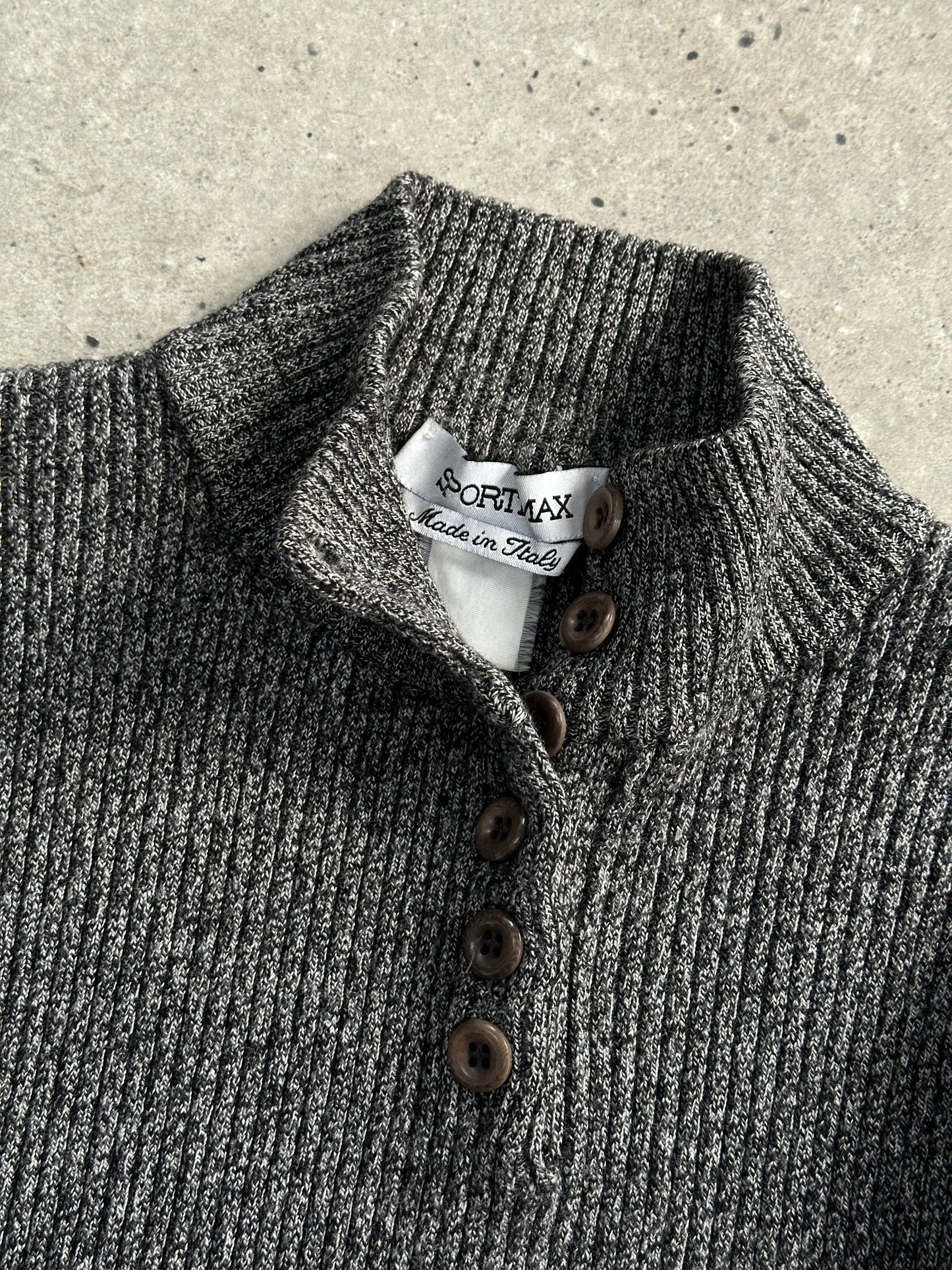 Sportmax Wool Fitted Ribbed Polo Jumper - S