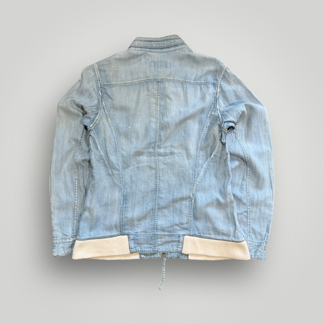 PPFM Asymmetrical Zip Up Denim Look Jacket M/L