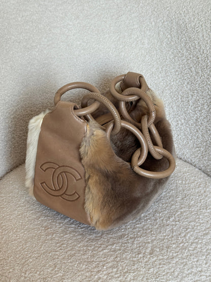 RARE Vintage 2004/2005 Chanel Lapin Fur Chain Shoulder Bag | O/S, Multicoloured