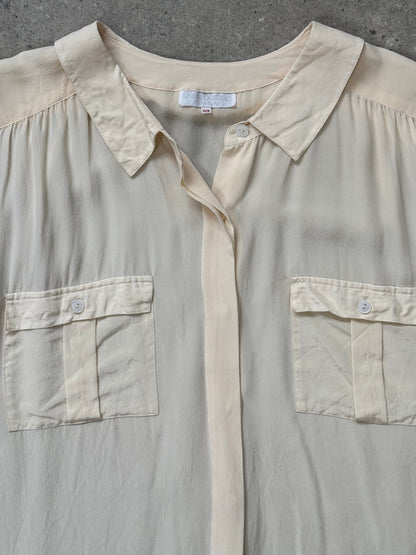 Vintage 1990s Pure Silk Concealed Placket Shirt - L/XL