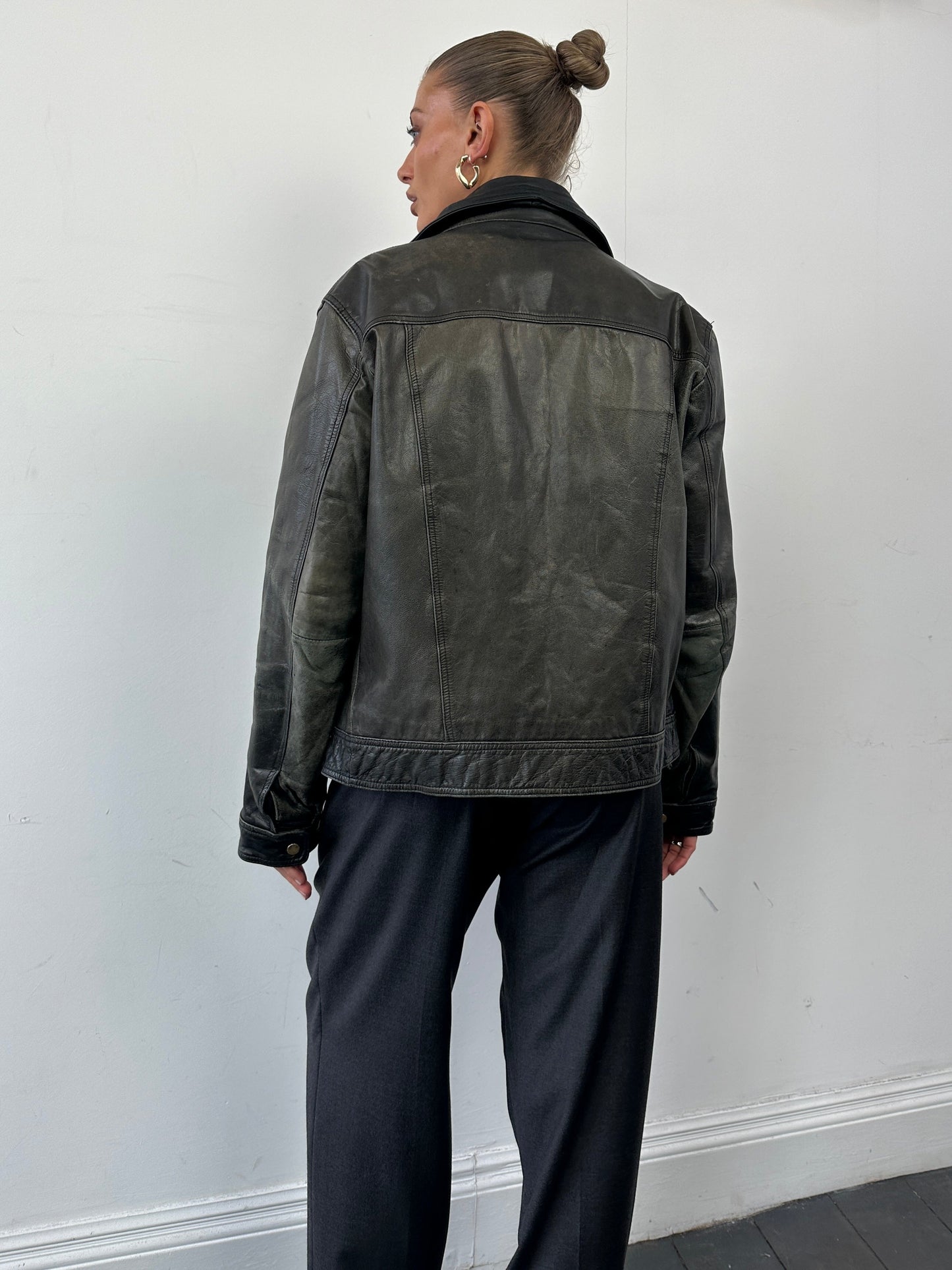 Conbipel Distressed Leather Jacket - M