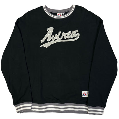 Avirex Spellout Sweatshirt In Black & Grey ( L )