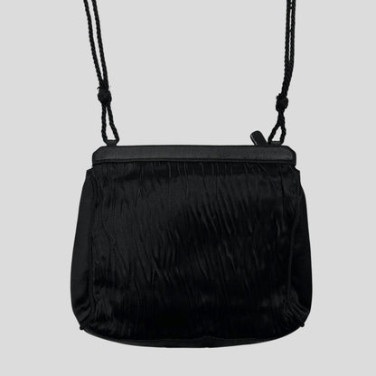 Prada Milano 90’s Velvet Textured Stripe Crossbody Bag | O/S, Black