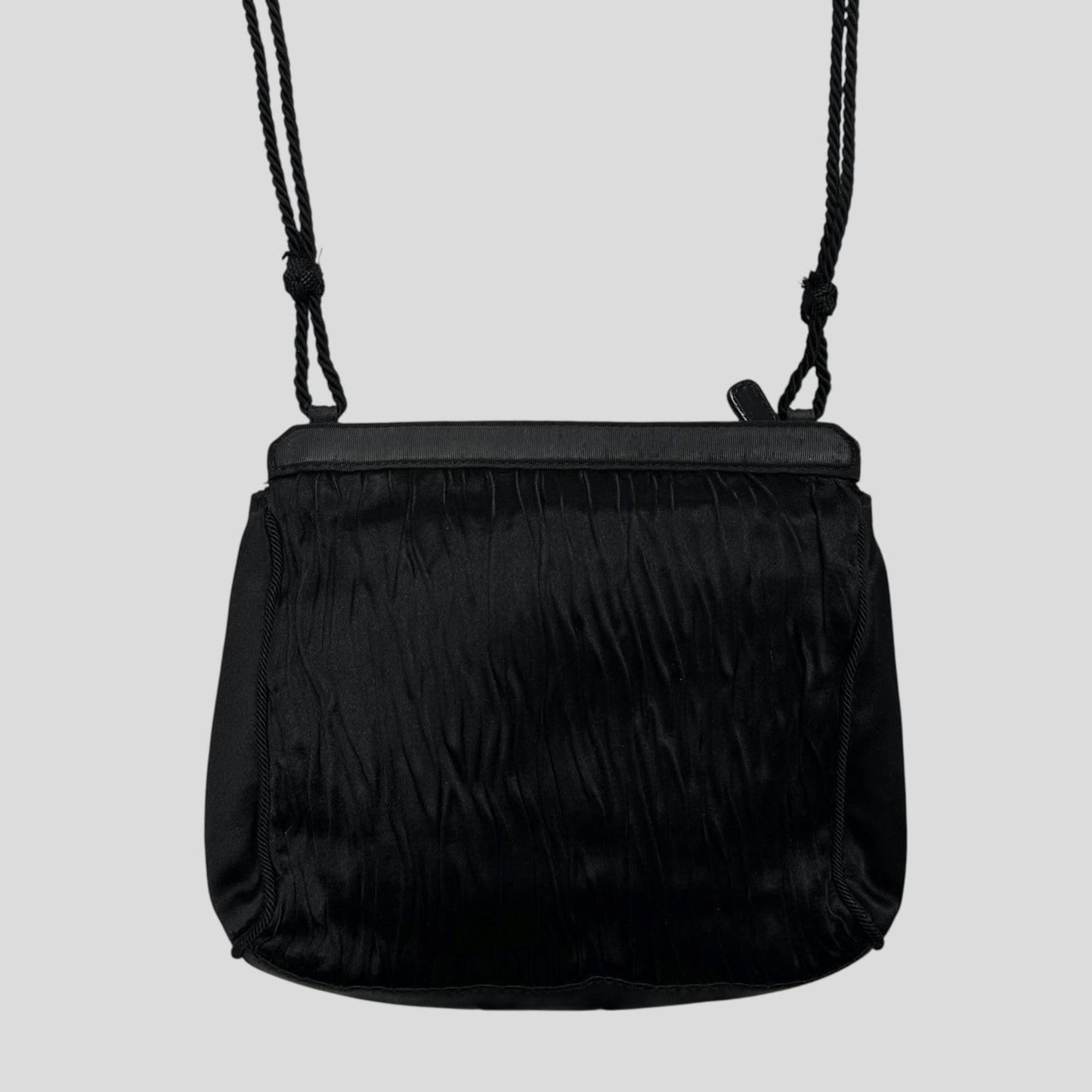 Prada Milano 90’s Velvet Textured Stripe Crossbody Bag | O/S, Black