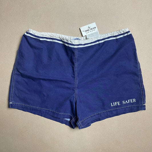 S/S 1993 Royal Blue Life Safer Reflective Spell Out Swim Shorts