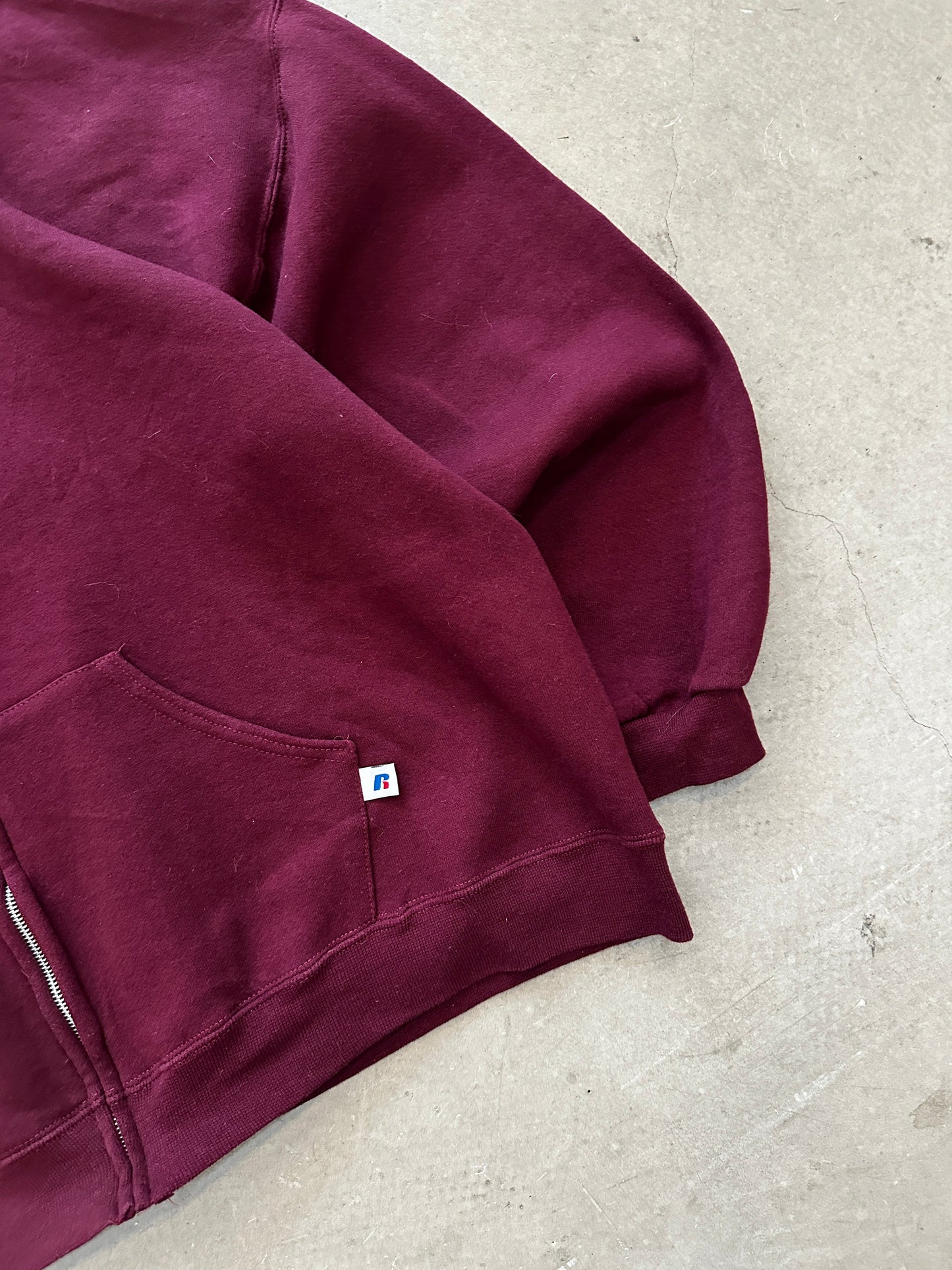 1990’s Russell Athletic Blank Zip Hoodie - XL | X-Large, Red