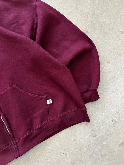 1990’s Russell Athletic Blank Zip Hoodie - XL | X-Large, Red