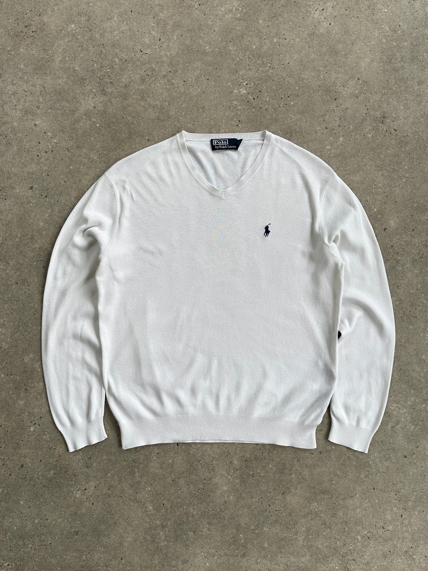 Ralph Lauren Pure Cotton Logo V Neck Jumper - M