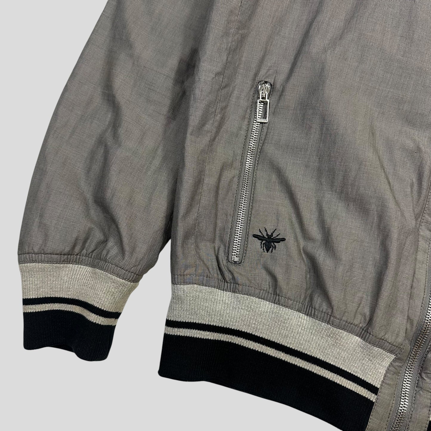 Dior Homme 2010 Bee Varsity Microcheck Cotton Bomber Jacket - M | Default Title, Grey