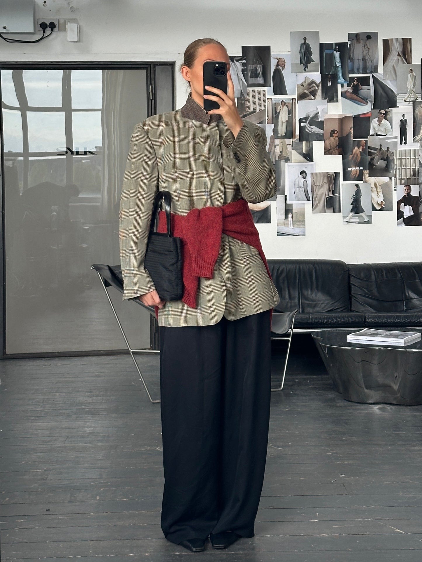 Burberry 1980s Pure Wool Single Breasted Check Blazer - 44R/XL