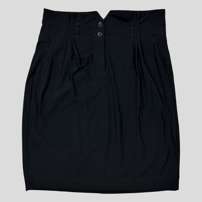 M+FG 00’s Rayon Silk Belted Skirt with Pleats - IT42 UK8-10 | W28, Black