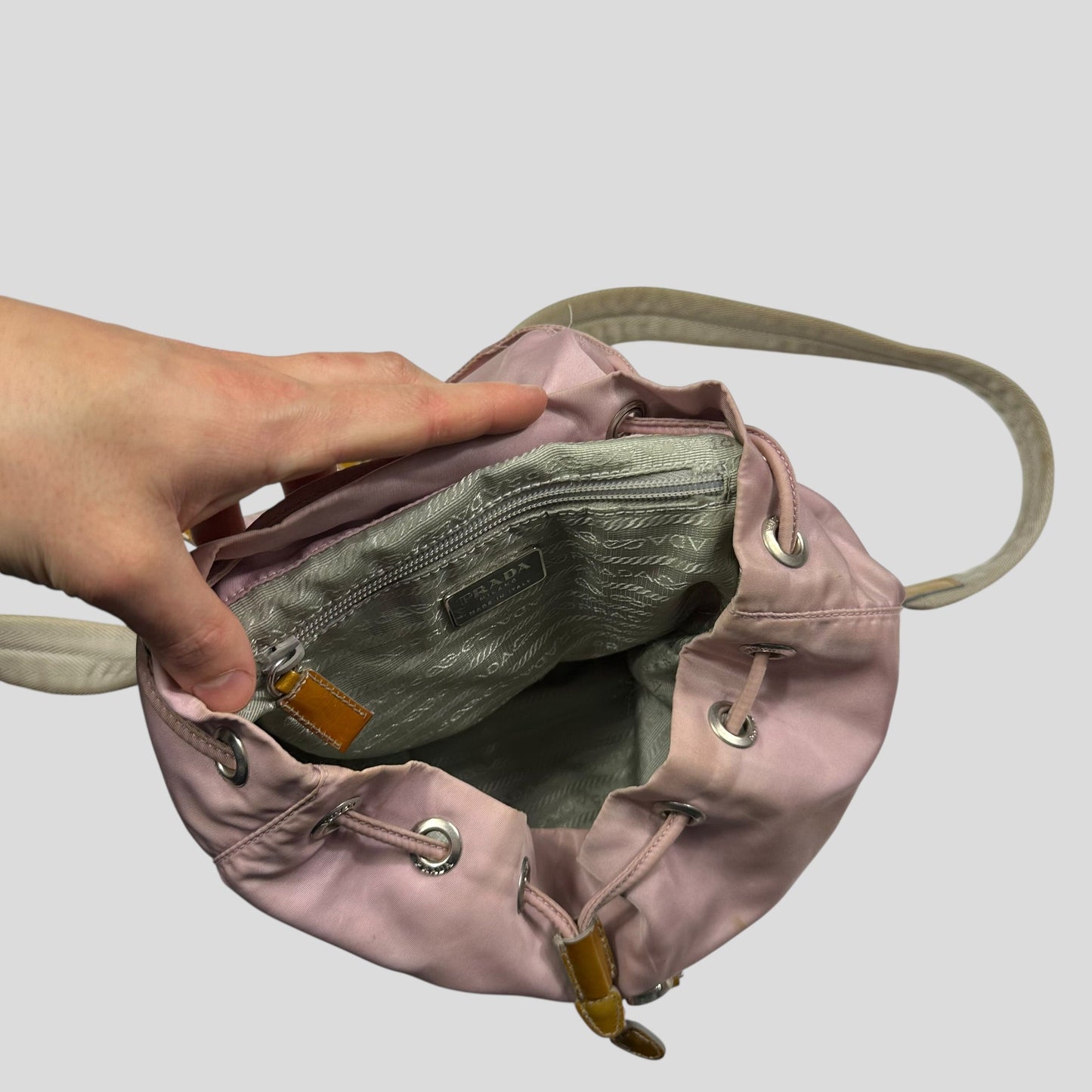 Prada Milano 00’s Triangle Plaque Logo Nylon Pink Backpack