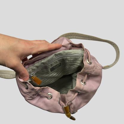 Prada Milano 00’s Triangle Plaque Logo Nylon Pink Backpack