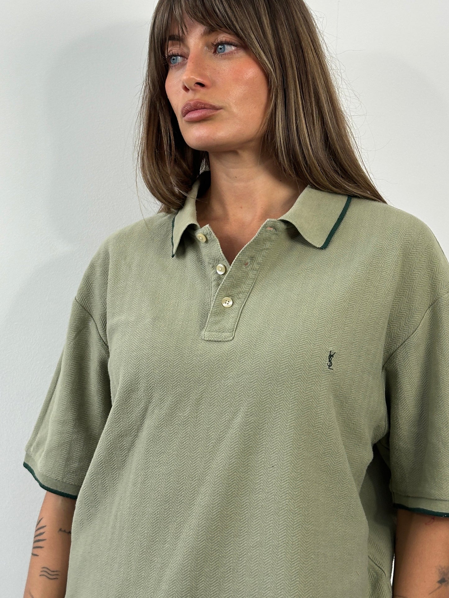 Yves Saint Laurent 1990s Pure Cotton Logo Polo Shirt - XL