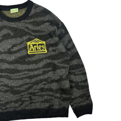 Aries Arise Black Mohair Knit Sweatshirt