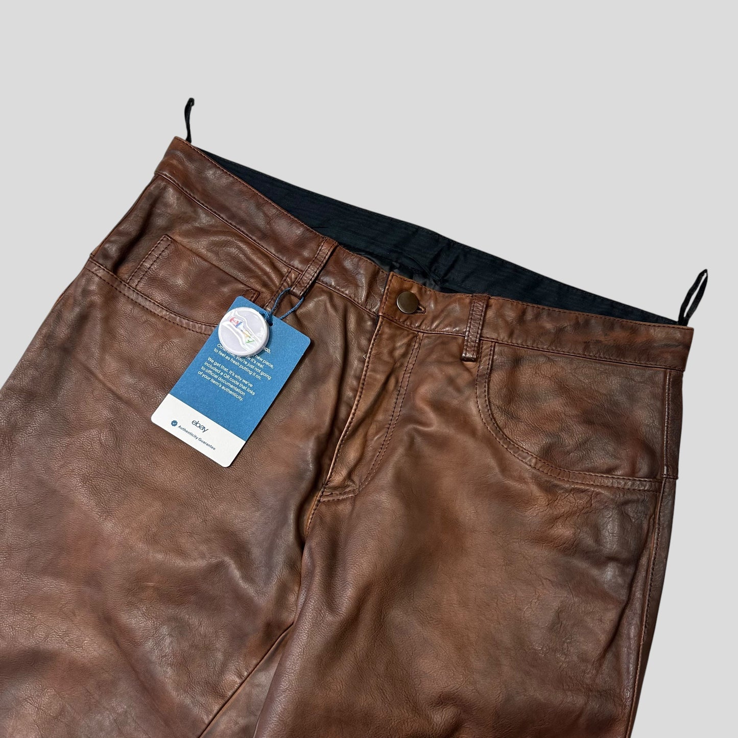 Prada Milano 00’s Embossed Logo Leather Biker Trousers - IT48 | Default Title, Brown