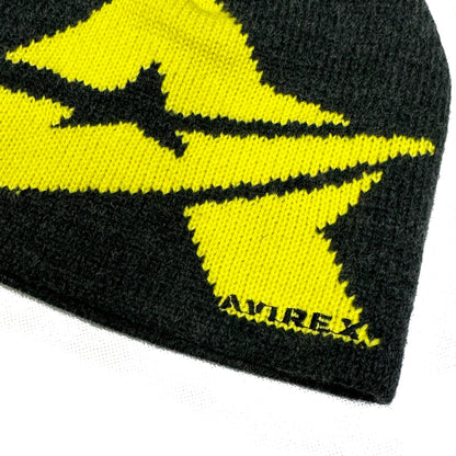 Avirex Big A Beanie In Grey & Yellow ( M/L ) - Known Source