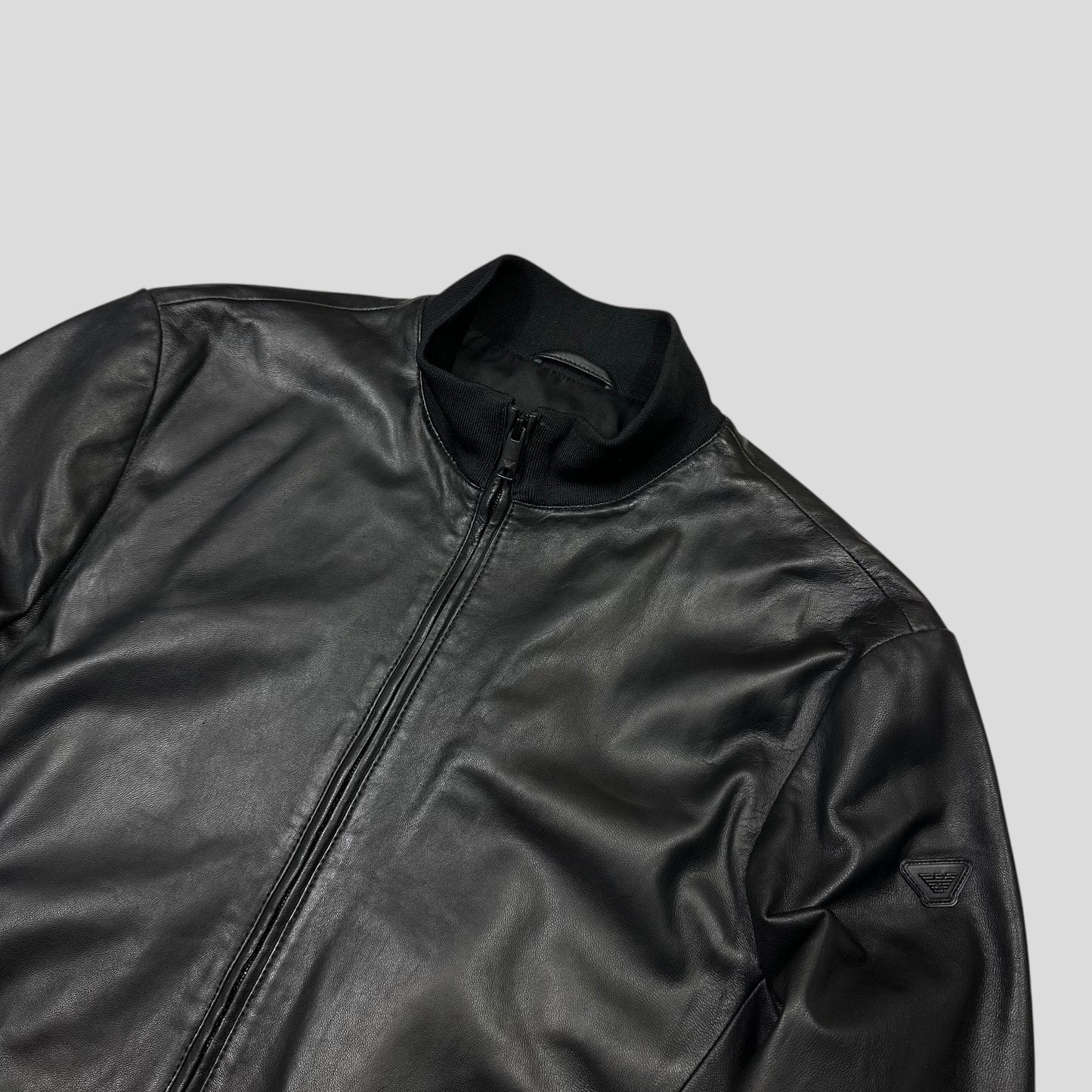 Emporio Armani 2018 Lambs Leather Bomber Jacket - M/L | Default Title, Black