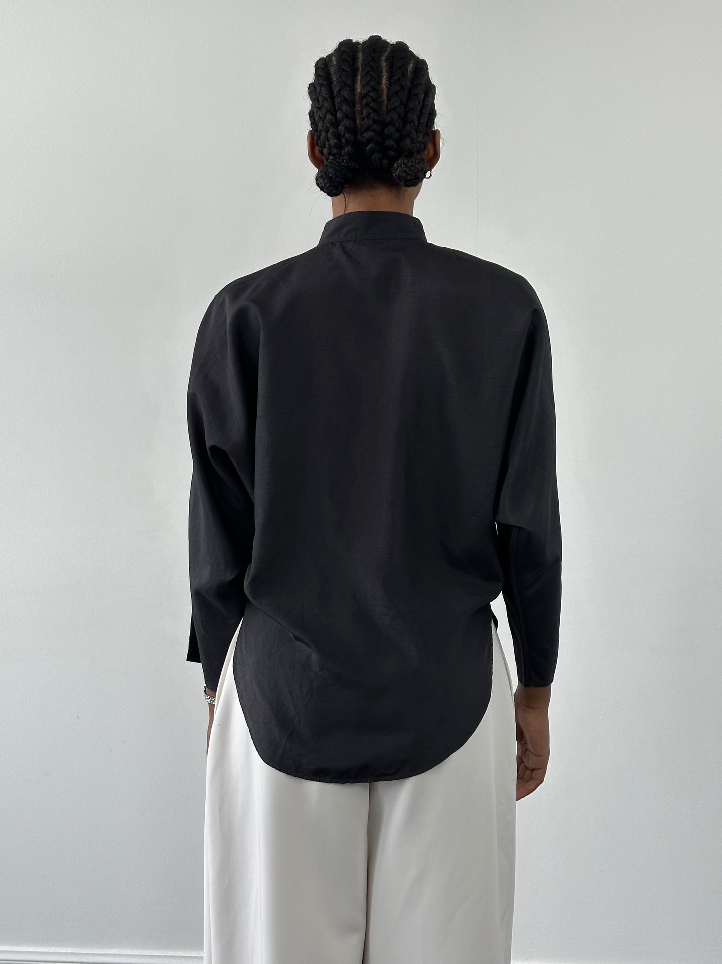 Vintage 1990s Mandarin Collar Minimal Shirt - S