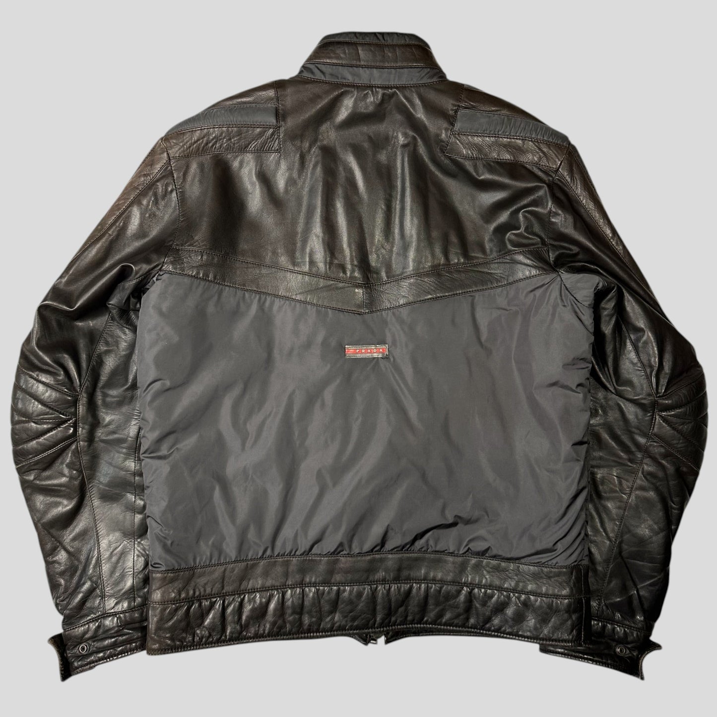Prada Sport 00’s Leather + Nylon 3D Panelled Puffer Jacket - M/L