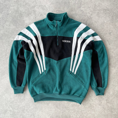 Adidas 1990s 1/4 zip heavyweight colour block fleece jacket (L)