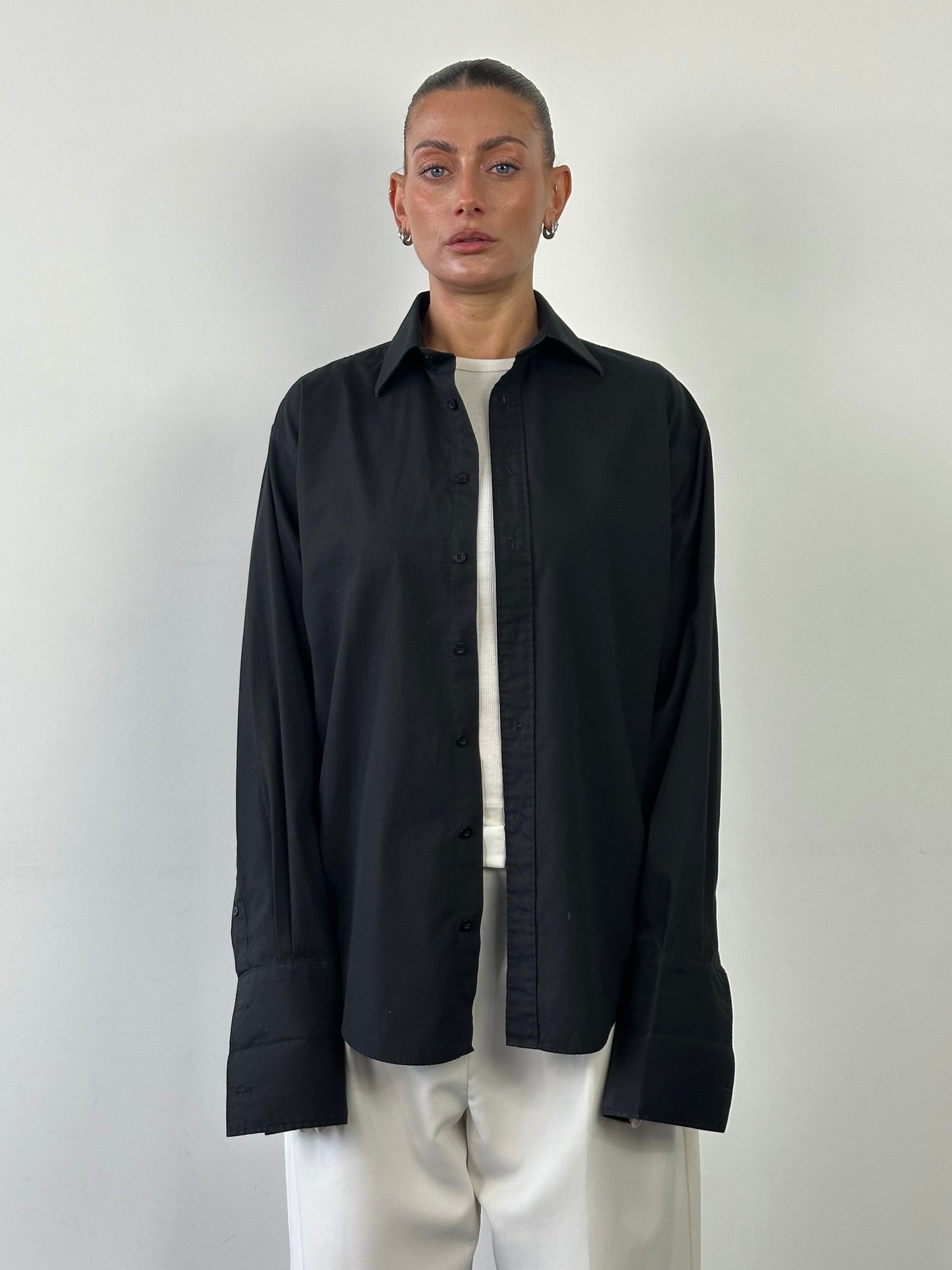 Yves Saint Laurent Pour Homme 2000s Cotton Logo Dress Shirt - L