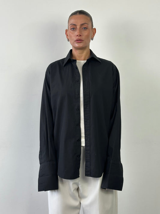 Yves Saint Laurent Pour Homme 2000s Cotton Logo Dress Shirt - L